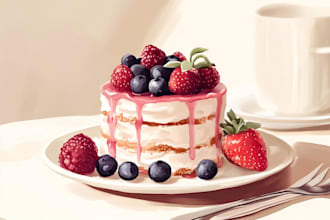 draw a illustration of food pop art