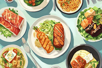 create food icons, illustrations