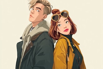 do anime fanart, digital art, vtuber, couple art and cartoon
