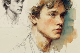 draw a sketchy watercolor portrait, no ai