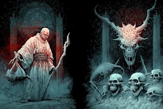 illustrate sketches of fantasy, scifi and horror characters