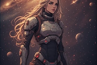 draw a sci fi character illustration or sci fi character