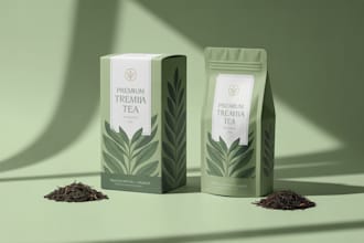design product packaging, gift box label, and pouch design