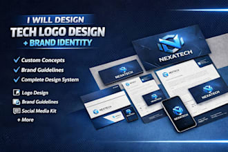 design a minimalist tech logo and full brand identity system