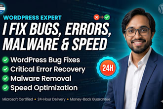 fix any wordpress error bug or issue within 24 hours