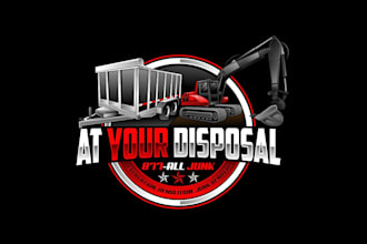 create high quality beautiful dumpster and excavator logo design
