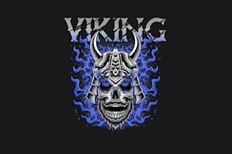 design high quality viking mascot logo with t shirt design