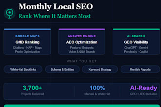 provide you local SEO services, aeo, GEO, gmb