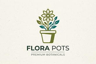 design a beautiful and creative flower pot logo