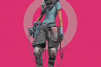 draw illustration of futuristic cyberpunk character