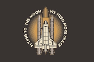 design high quality rocket mascot logo with t shirt design