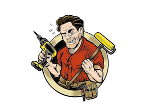 design high quality home service mascot logo with t shirt design