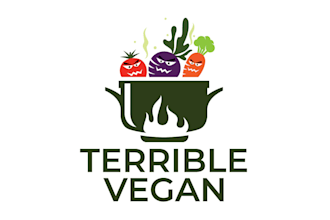 design super mascot terrible vegan logo for a food blog