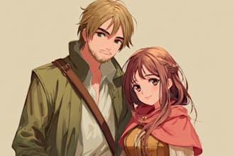 create an art of a couple, anime art