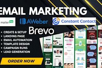 landing page, email automation on aweber, constant contact, mailerlite, brevo