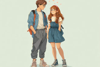 draw anime couple illustration