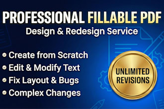 redesign or design, create a professional editable fillable PDF form