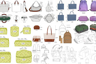 design a fashion handbag, bag, backpack, duffle bag, luggage make a tech pack