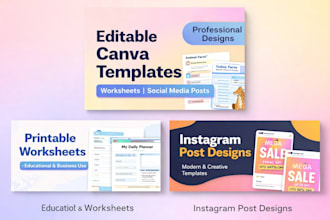 design canva templates worksheets and social media posts