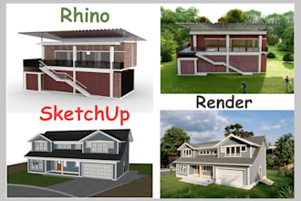 create architectural 3d models in rhino, sketchup, cad to 3d and lumion render