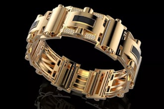 make bracelet jewelry design, realistic cad render and 3d animation, stl file