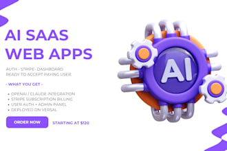 develop a full stack app with auth, payments, and dashboard