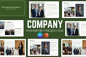 design company market, sales slides deck, canva template, business presentation
