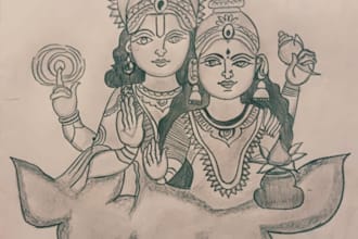 provide printable pencil sketch designs of hindu gods