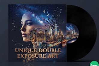 design a stunning double exposure or surreal album cover