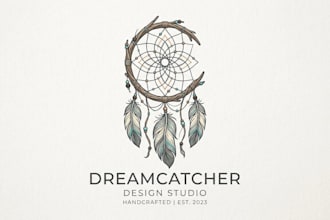 design a mystical and artistic dream catcher logo