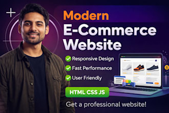 design a modern responsive e commerce website using HTML CSS javascript