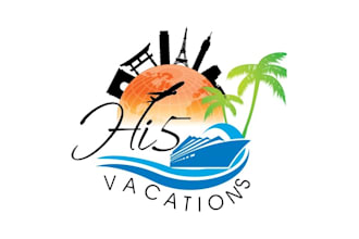 design travels vacations beach fun logo