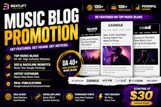featured your pop track on top 2 US blogs and magazines for real SEO