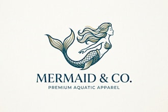 design a magical and creative mermaid logo for your brand