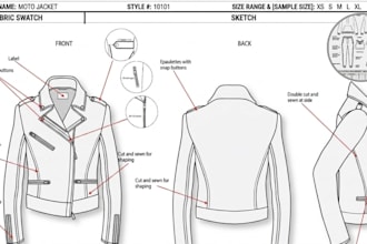 do gym wear, clothing techpack, fashion techpack, flat sketch for manufacture