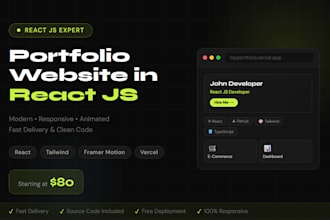 build a stunning react portfolio website for developers and freelancers