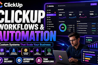 set up clickup workflows, dashboards, and automation