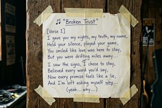 write emotional and unique song lyrics for any genre