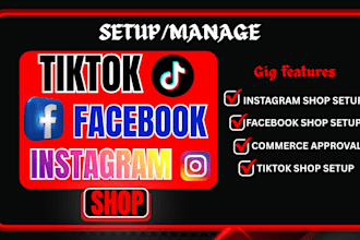 setup tiktok shop facebook shop instagram shop and tiktok approval