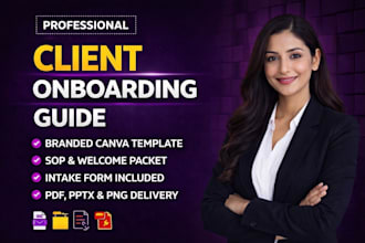 design a branded client onboarding guide, sop, and business welcome packet