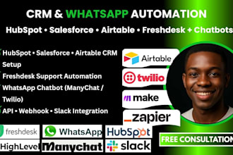 hubspot airtable salesforce freshdesk whatsapp chatbot manychat twilio respondio