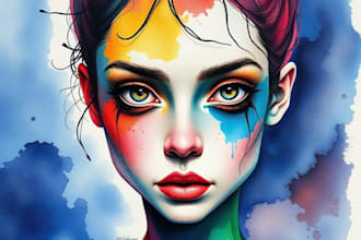 paint weird, abstract watercolor portraits for unique people
