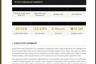 create a professional solar energy proposal and  report