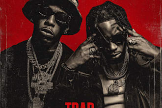 design a rap or trap album cover art with parental advisory