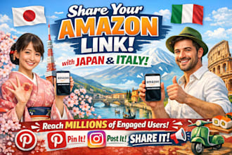 promote share shoutout amazon website link to japan italy pinterest ig audience