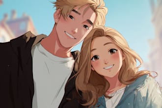 draw cool anime couple for you