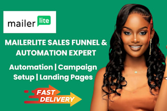 setup mailerlite email marketing, email template , automation and landing pages