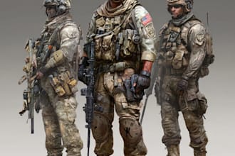 draw 2d game art military character design