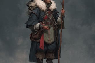 do unique fantasy style game art or character idea art