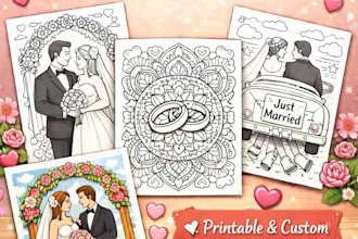 create printable wedding coloring pages and kids activity sheet